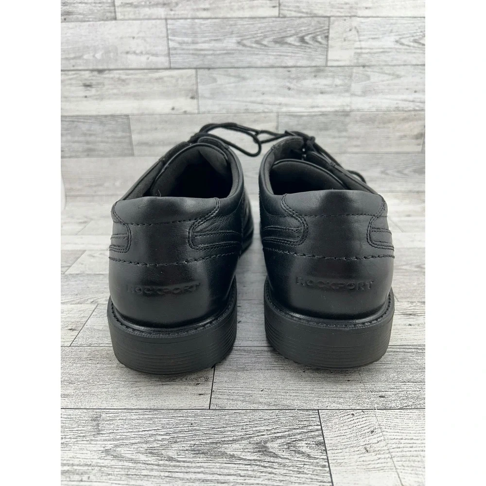 Rockport Mens Black Leather Square‎ Toe Lace Up Dress Shoes Size 15W